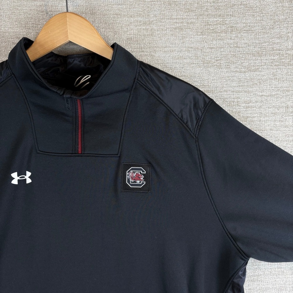 South Carolina Mens Under Armour 1/4 Zip Pullover XXL Black NCAA Football EUC
